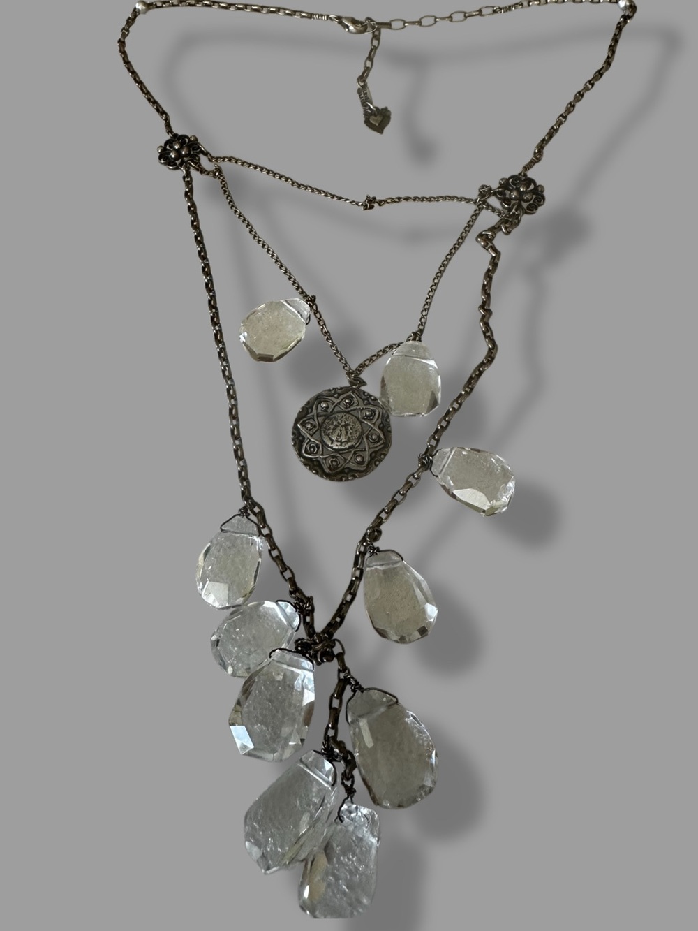 Love Heals 3 Tier Quartz necklace EUC
